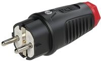 PCE Gummi-Schutzkontaktstecker Taurus2, schwarz/rot