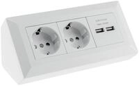 CHILITEC Steckdosenblock 23651, 2-fach, 2x USB, 16A/250V~, wei&szlig; matt