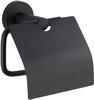 WENKO Bosio Black Toilettenpapierhalter, mit Deckel 24241100 , Farbe: schwarz /