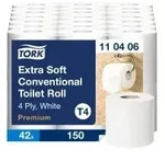 Tork Extra Soft Kleinrollen Toilettenpapier, 4-lagig, wei&szlig;, T4 110406 , 1 Paket = 7