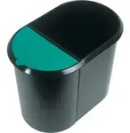 helit Papierkorb Duo-System "the double", 20 + 9 Liter Farbe: schwarz/gr&uuml;n