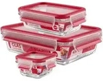 EMSA Clip & Close Frischhaltedosen Glas, 3-teiliges Set, rot 514169 , Set besteht