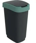 Wertstoffsammler TWIST 50l H602xB298xT401mm schwarz Deckelrand gr&uuml;n ROTHO