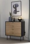 SalesFever Kommode Schwarz/Eiche Echtholzfurnier 395882