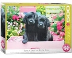 Family Puzzle 500 Teile - Oversize - Black Labs in Pink Box
