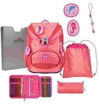 DerDieDas Schulranzen Set ErgoFlex Light Superflash, Schulranzen Set, 5tlg, Coral