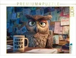 CALVENDO Puzzle B&uuml;ro-Eule mit Kaffeetasse und genervtem Blick 1000 Teile