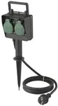 Sygonix SY-5231004 Gartensteckdose 2fach Schwarz, Standard-Gr&uuml;n (seidenmatt)