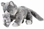 Pl&uuml;sch Misanimo Katzenmama mit Baby grau 30cm