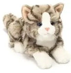 Teddy Hermann 90691 - Katze liegend, 20 cm, Pl&uuml;schtier, grau