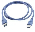 Manhattan USB-Kabel USB 3.2 Gen1 USB-A Stecker, USB-A Buchse 2.00 m Blau vergoldete