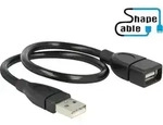 Delock USB-Kabel USB 2.0 USB-A Stecker, USB-A Buchse 0.35 m Schwarz flexibles