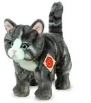 Teddy Hermann 91822 - Katze stehend, grau, 20 cm