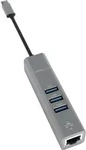 Terratec 251735 USB-Hub 3 Port USB-A, RJ45 USB 3.2 Gen1 5 GBit/s mit eingebautem