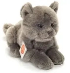Teddy Hermann 91831 - Kart&auml;user Katze liegend, Katzen, Pl&uuml;schtier, Stofftier, 20 cm