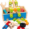 Bino 82147 - Werkzeugkasten, 4in1, 50-teilig, Holz, bunt, Kinder-Werkzeug