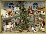 Wand-Adventskalender &ndash; Nostalgische Weihnachten bei den Tieren im Stall