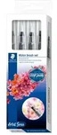 STAEDTLER Wasserpinsel rund fein, rund medium, rund gro&szlig;, Keilspitze, 4er Set