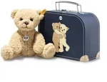 Steiff 114021 - Ben Teddyb&auml;r mit Koffer, Pl&uuml;sch-B&auml;r hellbraun, 25 cm