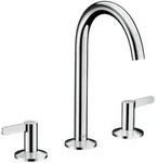AXOR One 3-Loch Waschtischarmatur 170 mit Hebelgriffen und Push-Open Ablaufgarnitur,