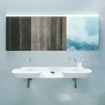 LAUFEN INO Doppelwaschtisch unterbauf&auml;hig 142 x 45 cm mit Ablage mittig, mit