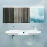 LAUFEN INO Doppelwaschtisch unterbauf&auml;hig 142 x 45 cm mit Ablage mittig, ohne