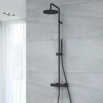 Kronenbach Lima 2.0 Black Duschsystem mit Thermostat, Kopfbrause &Oslash; 22,5 cm,