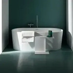 LAUFEN Val Oval-Badewanne freistehend, mit &Uuml;berlaufspalt, Badewannen,