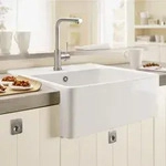 Villeroy & Boch Sp&uuml;lstein Einzelbecken, Ablaufgarnitur mit Handbet&auml;tigung,