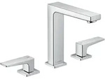 hansgrohe Metropol 3-Loch Waschtischarmatur 160 mit Hebelgriffen und Push-Open