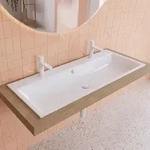 Kaldewei PURO Einbau- Doppelwaschtisch 3169 mit 2x 1 Hahnlochbohrung, 120 cm,