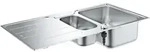 GROHE K500 Edelstahl-Einbausp&uuml;le 100 x 50 cm mit 1,5 Becken und Abtropffl&auml;che,