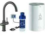 GROHE Red Duo Armatur und Boiler Gr&ouml;&szlig;e M, Armatur mit C-Auslauf, K&uuml;chenarmaturen,