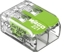 WAGO 221-422, Wago 2-LEITERKLEMME 2X0,14-4MM *F* / WAGO 221-422 GREEN RANGE 221-422