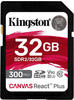 KINGSTON SDR2/32GB, Kingston 32GB Canvas React Plus SDHC UHS-II 300R/260W U3 V90 for