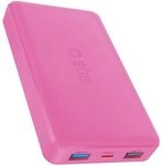 SBS Powerbank 10W, 10.000 mAh, 2x USB-A, 1x USB-C und 1x Micro-USB pink