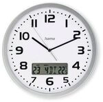Hama DCF-Funkwanduhr "Moorea" mit Datums- und Temperaturanzeige, &Oslash; 30 cm, Silber