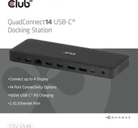 CLUB 3D CSV-2540, Club 3D Docking Quad-Display 14-1 USB-C 4K60Hz PD 100W - Kabel -