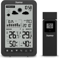 HAMA 00222219, Hama Wetterstation "Ko Samui", mit Au&szlig;ensensor, Funk, Wecker, Schwarz