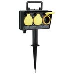 BACHMANN Gartensteckdose mit Erdspie&szlig;, 3x CEE 7/3, IP44, Outdoor