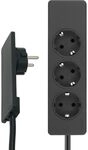 EVOline Plug-Verl&auml;ngerungsleitung 1,5 m mit 3-fach Verteiler, Kunststoff schwarz