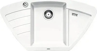 BLANCO 514750, Blanco Zia 9 E Silgranit wei&szlig; M.AF. Ablaufgarnitur mit Raumsparrohr,