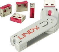 LINDY 40450, Lindy USB Port Blocker - USB-Portblocker - pink (Packung mit 4)