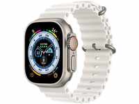 APPLE MNHF3FD/A, Apple Watch Ultra mit Ocean Armband, Weiß Titangehäuse 49mm mit
