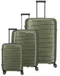 Travelite Air Base 4 Rollen Kofferset 3-teilig mit Dehnfalte oliv