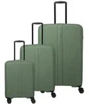 Travelite Air Stripe 4 Rollen Kofferset 3-teilig mit Dehnfalte gr&uuml;n