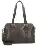 Spikes & Sparrow Schultertasche Leder 34 cm schwarz