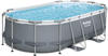 Bestway Power Steel Frame Pool oval 427 x 250 x 100 cm grau mit Filterpumpe