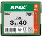 SPAX Senkmultikopf T-STAR PLUS T20 Vollgewinde schwarz verzinkt - 200 Stk - 3,5 x 40