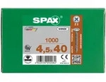 SPAX R&uuml;ckwandschraube Kreuzschlitz Z 4CUT Vollgewinde WIROX A3J 4,5x40 - 1000...